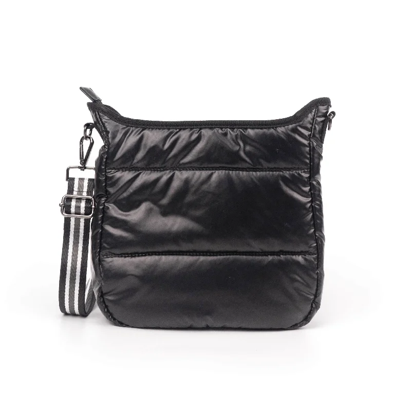 Vintage-Inspired Black Puffer Crossbody