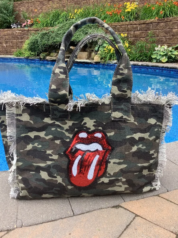 Urban Bags For City Life And Streetwear Fashion Camo Stones Canvas Tote