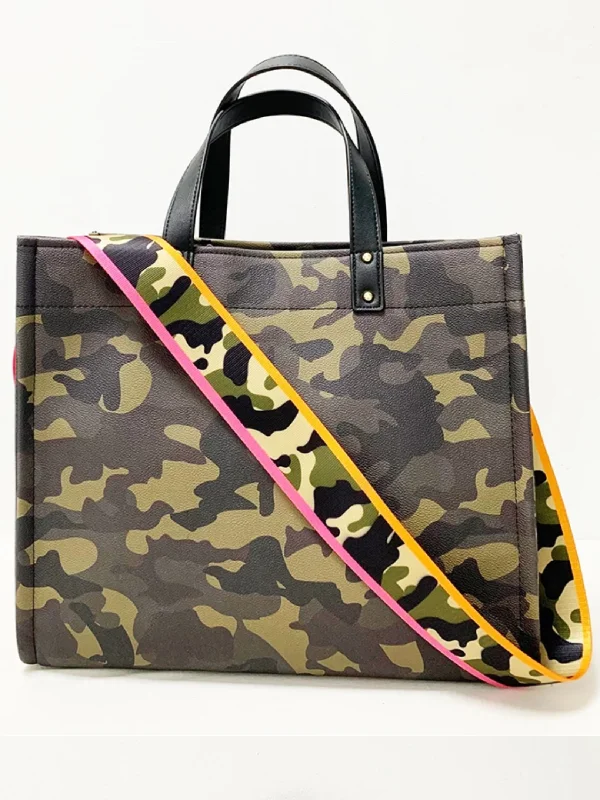 Urban Style Camo Vegan Leather Tote w/ Strap