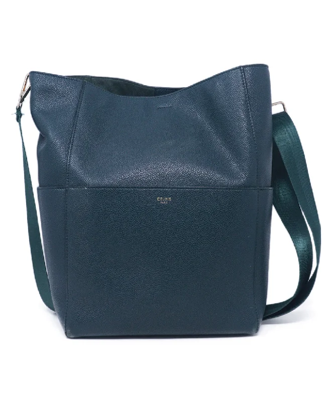 Tsa-Approved Bags For Hassle-Free Airport Security Celine Dark Green Leather Shoulder Bag