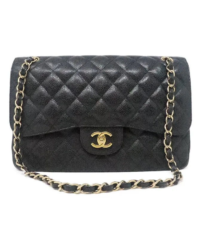 Durable And Cheap Bags Chanel Black Caviar Leather Large Classic Flap Bag