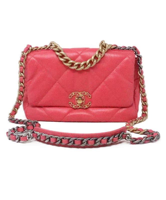 Luxury Bags For Working Professionals Chanel Pink Leather 19 Flap Bag