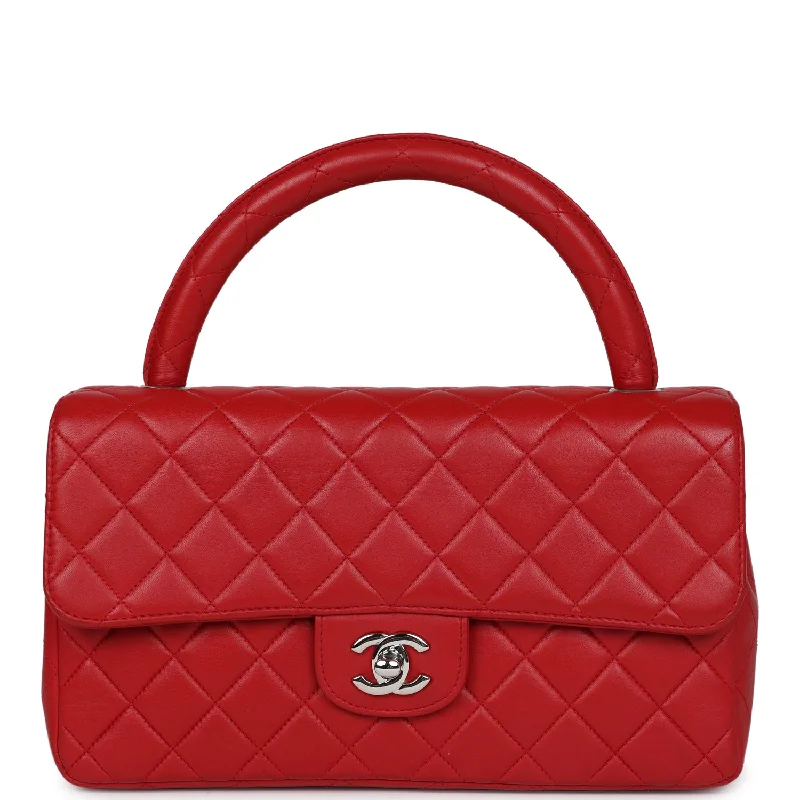 Luxury Seekers Vintage Chanel Kelly Parent Flap Bag Red Lambskin Silver Hardware