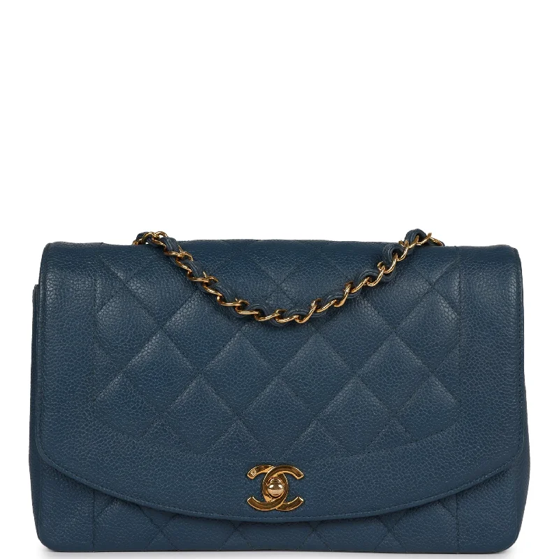 Stylish And Affordable Bags For Every Occasion Vintage Chanel Medium Diana Flap Bag Blue Caviar Gold Hardware