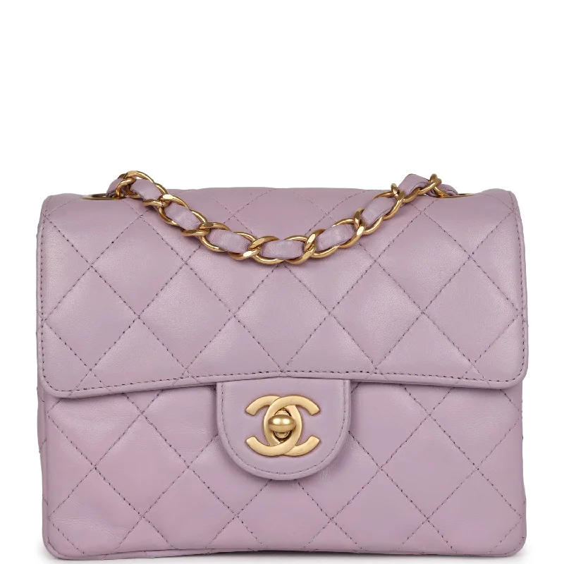 Scratch-Resistant And Luxury Sale Bags Vintage Chanel Mini Square Flap Bag Light Purple Lambskin Matte Gold Hardware