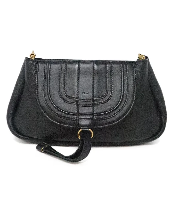 Festive Holiday Gift Bags Chloe Black Leather Shoulder Bag