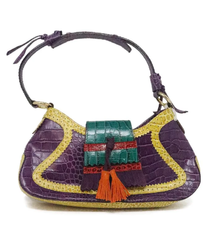 Holiday Gift Bags For Christmas Etro Purple & Yellow Pressed Leather Shoulder Bag