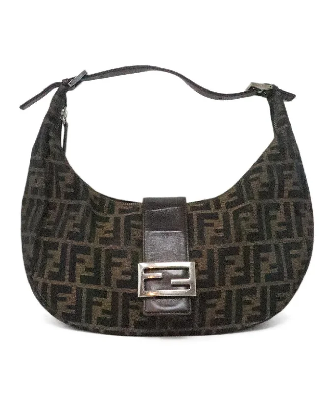 Customizable Bags For Personalized Style Fendi Brown & Black Monogram Croissant Shoulder Bag