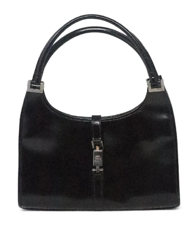 Uxury Designer Handbag Brands Gucci Vintage Black Leather Jackie O Bag