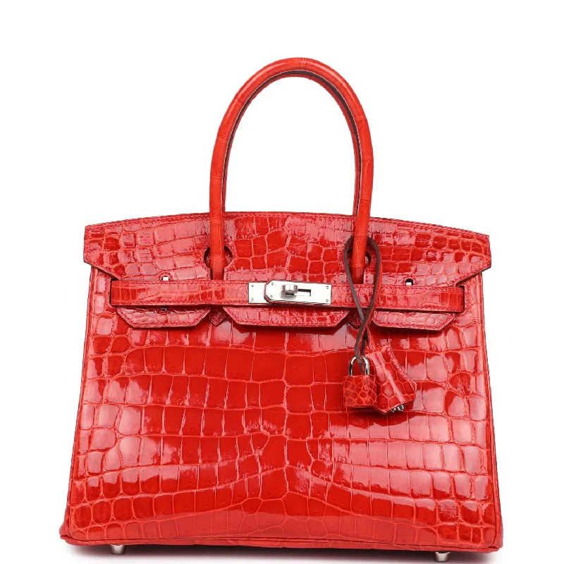 Trendy And Discounted Designer Handbags Hermes Birkin 30 Geranium Shiny Niloticus Crocodile Palladium Hardware