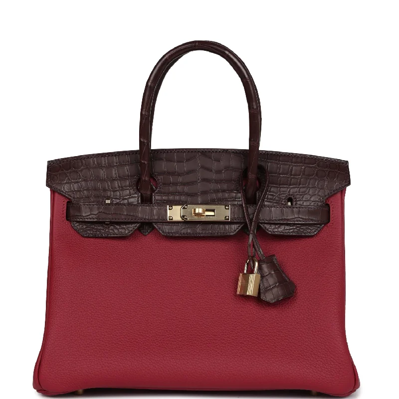 Bags With Discounts Hermes Birkin 30 Rouge Sellier Matte Niloticus Crocodile and Rubis Togo Touch Permabrass Hardware