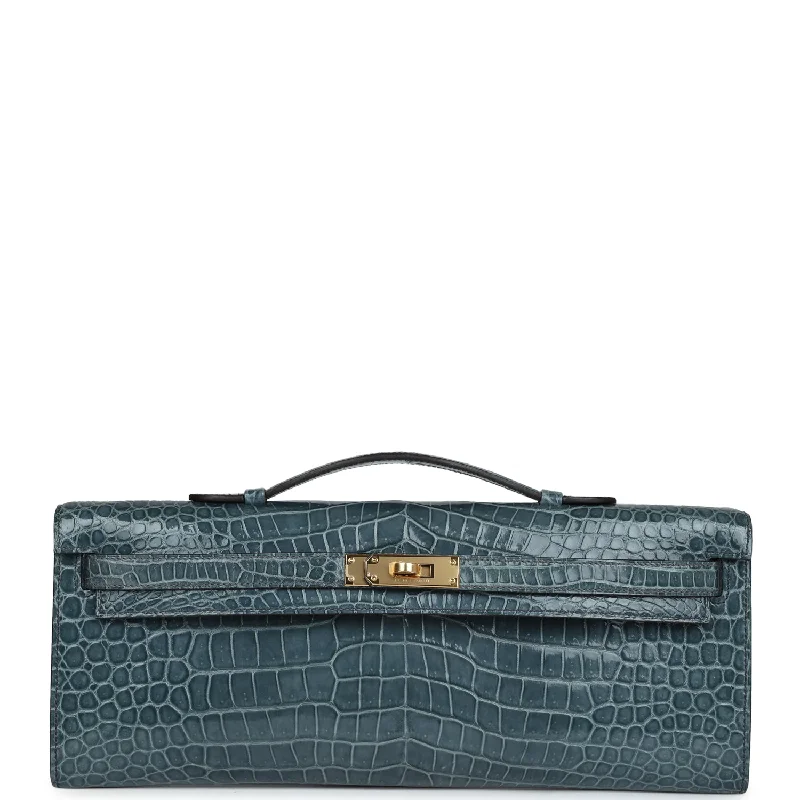 Anti-Theft And Budget-Friendly Bags Hermes Kelly Cut Bleu Jean Shiny Porosus Crocodile Gold Hardware