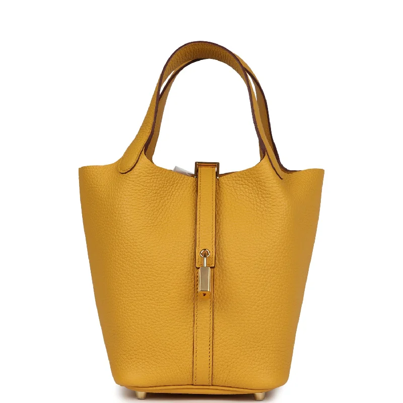 Festive Holiday Gift Bags Hermes Picotin Lock 18 Jaune Ambre Clemence Gold Hardware