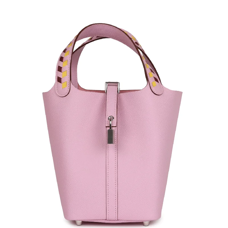 Affordable Bags Hermes Picotin 18 Tressage De Cuir Mauve Sylvestre Epsom Palladium Hardware