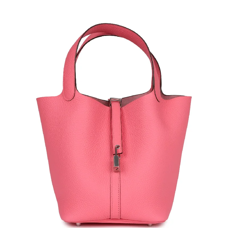 Urban Style Hermes Picotin Lock 22 Rose Azalee Clemence Palladium Hardware