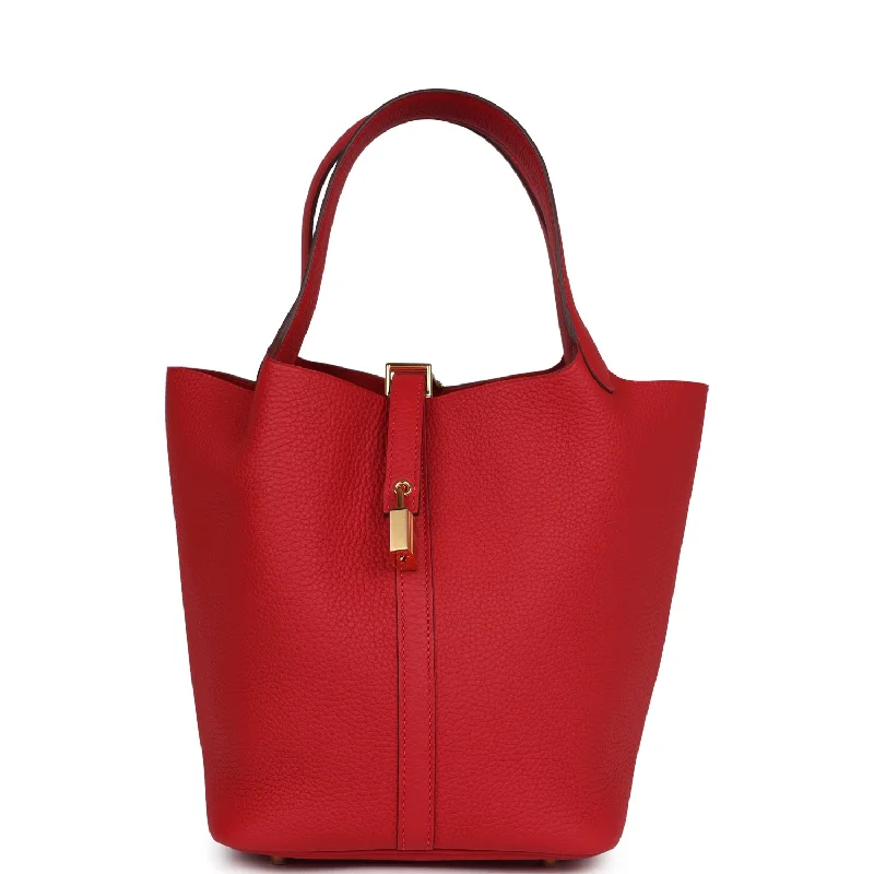 Lightweight And Affordable Bags Hermes Picotin Lock 22 Vermillion Clemence Gold Hardware