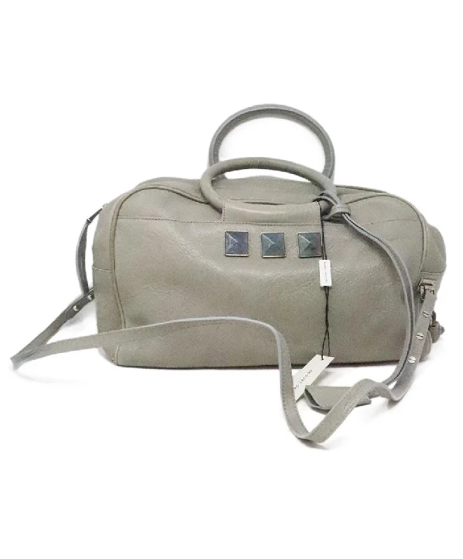 Designer Bags For Luxury Collectors Marc Jacobs Grey Leather Shoulder Bag w/ Stone Details