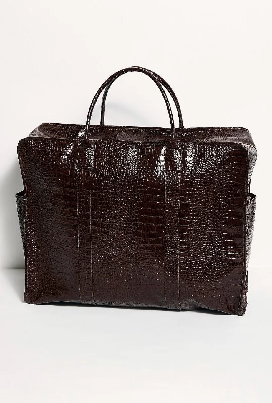 Odor-Resistant And Budget Bags MIAMI MEGA CROCODILE EMBOSSED WEEKENDER BAG