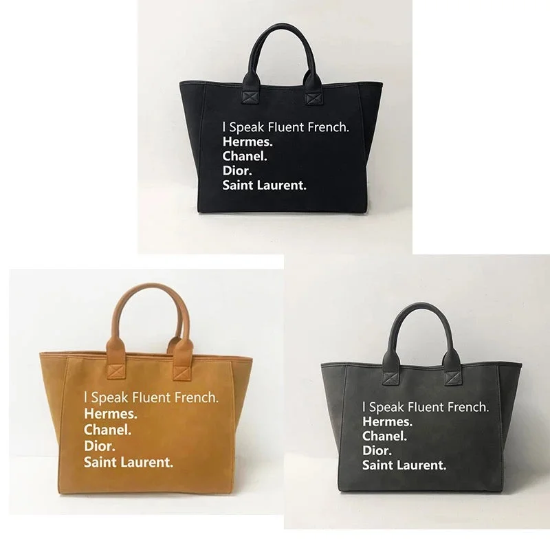 Bags With Limited-Time Deals Speak French Tote - Camel, Grey, Black