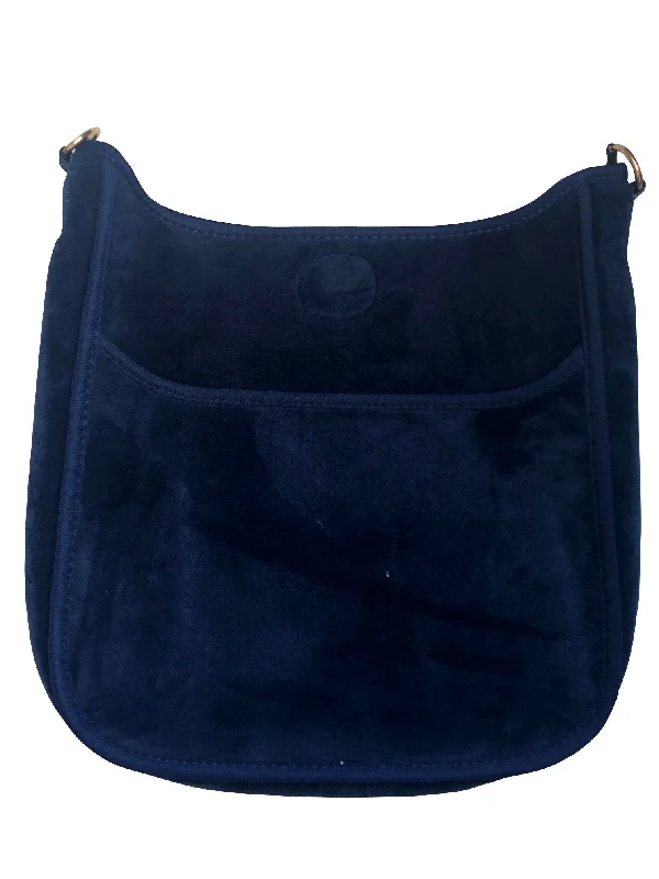 Bags For Playful And Chic Styles VELVET MESSENGER-STRAP NOT INCLUDED!!!!!!! Navy/Gold Hardware