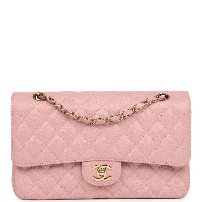 Valentine's Day Vintage Chanel Medium Classic Double Flap Bag Pink Caviar Gold Hardware