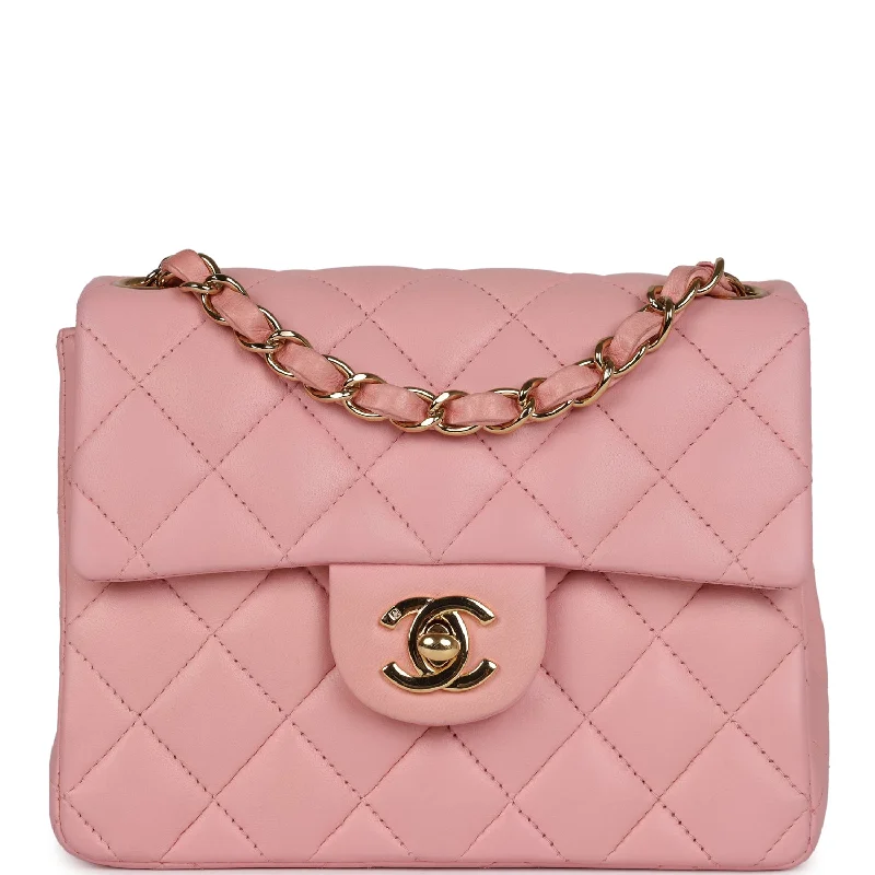 Bags With Seasonal Sales Vintage Chanel Mini Square Flap Light Pink Lambskin Gold Hardware