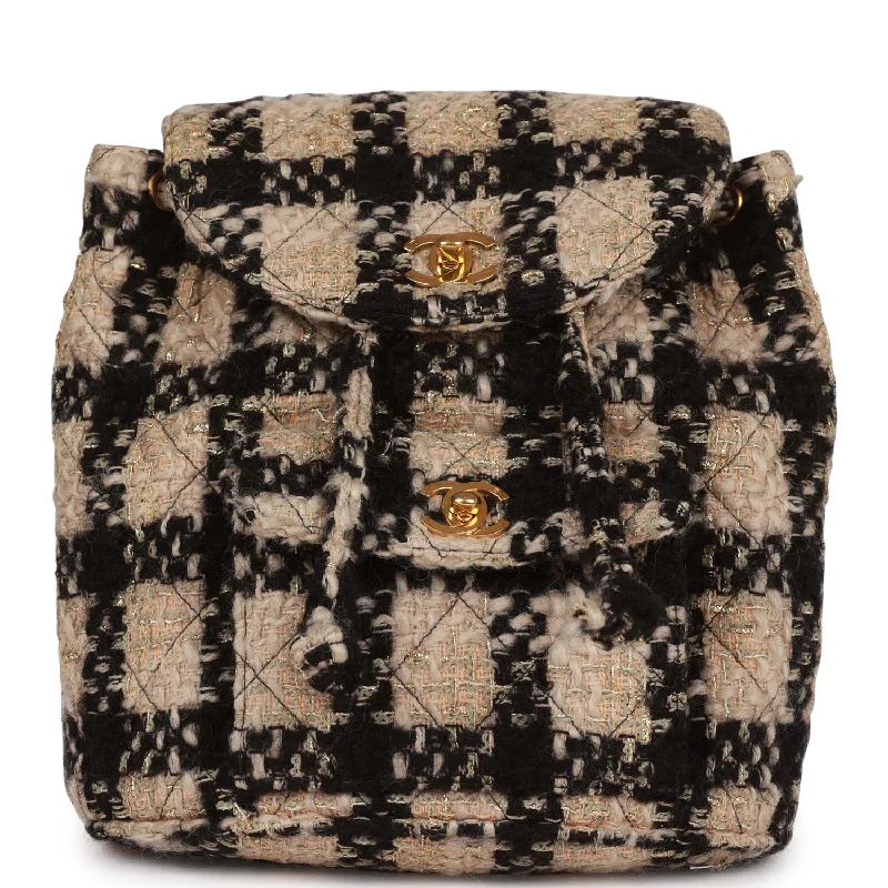 Luxurious But Budget-Friendly Bags Vintage Chanel Duma Backpack Beige and Black Tweed Gold Hardware