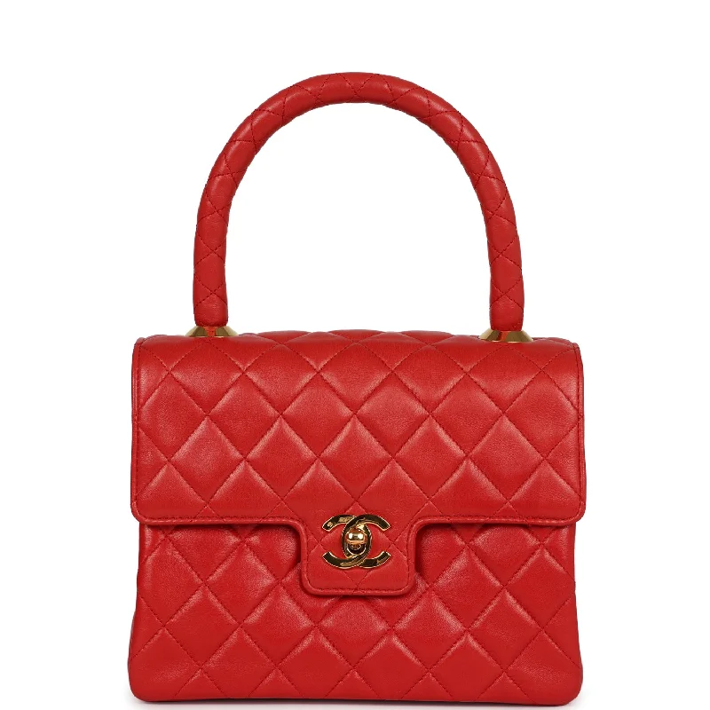 Retro Lovers Vintage Chanel Top Handle Flap Red Lambskin Gold Hardware