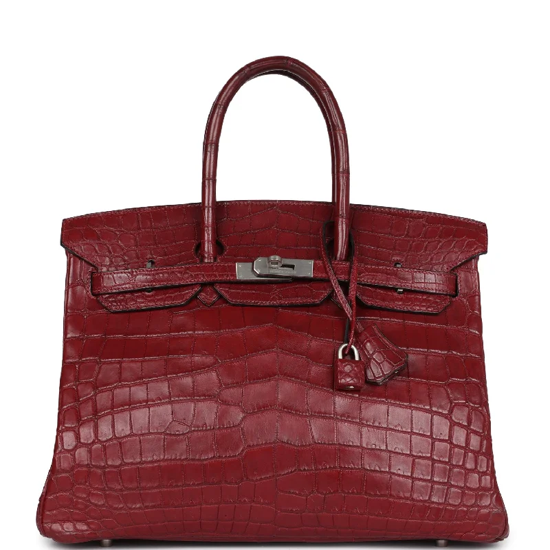 New Year Party Bag For Celebrations Vintage Hermes Travel Birkin 35 Rouge H Niloticus Crocodile Brushed Palladium Hardware