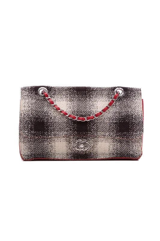 Holiday Gift Bags For Christmas Checkered Tweed Flap Bag