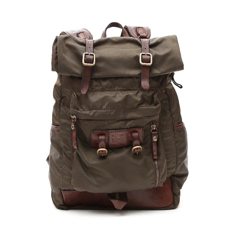 Festive Holiday Gift Bags Campomaggi Military Backpack, Leather and Nylon