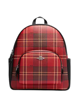 Uxury Designer Handbag Brands Coach Court Backpack With Tartan Plaid Print