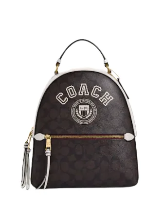 Professional Bags With Office Discounts Coach Jordyn Backpack In Signature Canvas With Varsity Motif