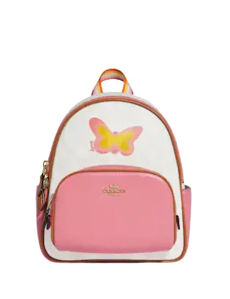 Retro Lovers Coach Mini Court Backpack In Signature Canvas With Butterfly