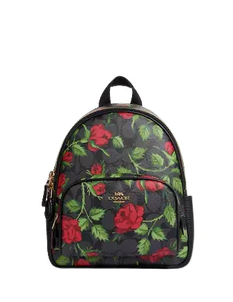 Designer Bags For Luxury Collectors Coach Mini Court Backpack In Signature Canvas With Fairytale Rose Print