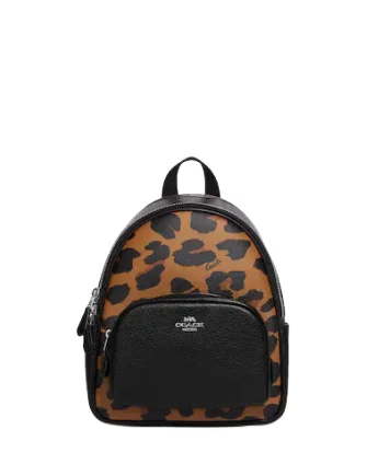 Luxury Bags For Professionals With Discounts Coach Mini Court Backpack In Signature Canvas With Leopard Print