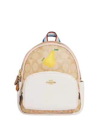 Evening Events Coach Mini Court Backpack In Signature Canvas With Pear