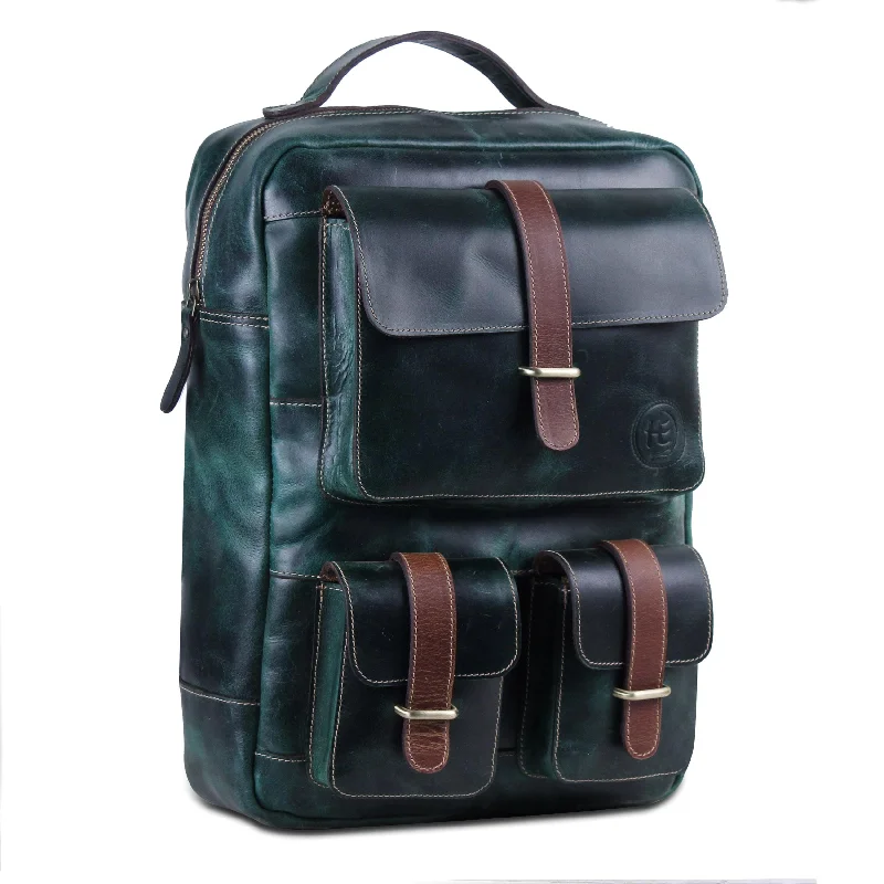 Inspired Bags For Modern Sophistication Dark Green Multi pocket backpack