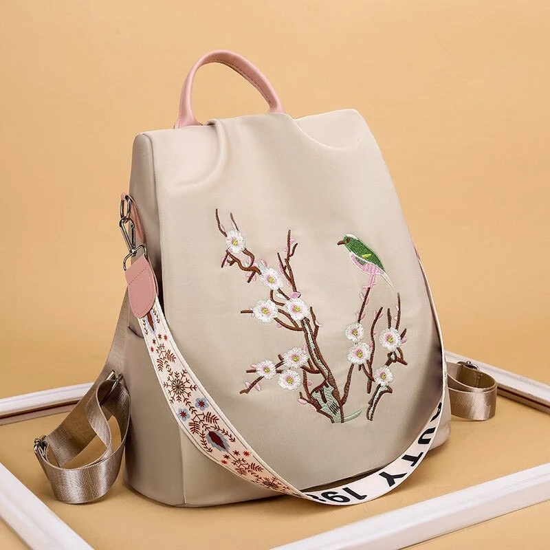 Luxury Bags For Professionals With Discounts Flower Embroidery Female Backpack