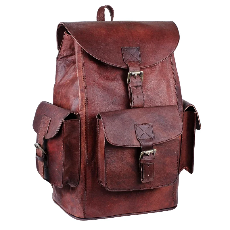 Designer Bags For Luxury Collectors Genuine Vintage Leather Brown Backpack