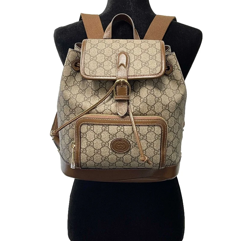 Discounted Designer Bags On Sale GUCCI - NEW Backpack With Interlocking G - Beige / Brown Monogram Backpack