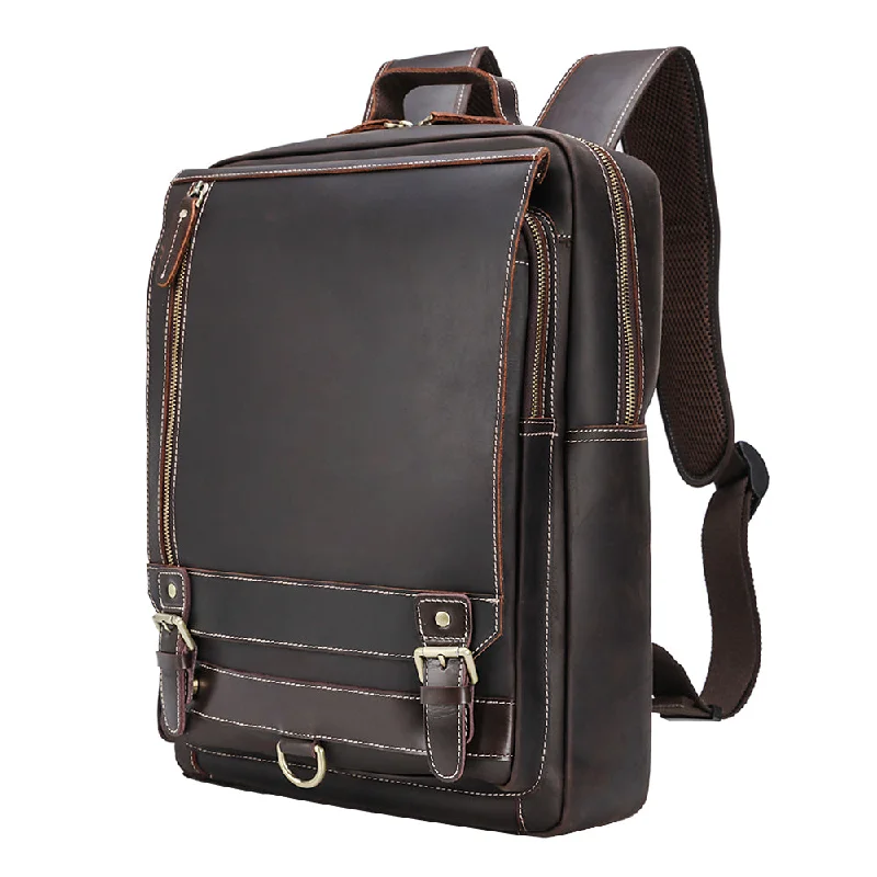 Eco-Friendly And Discounted Bags Leather Dark Brown Backpack