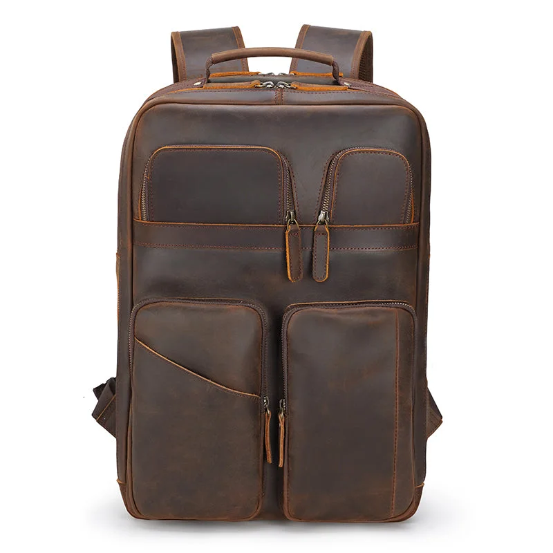 Luxury Seekers Leather Retro Dark Brown Backpack