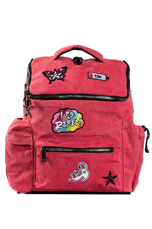 Discounted Designer Bags For Clearance Events Stonewashed Red Rebel Hero Plus Backpack with Patches