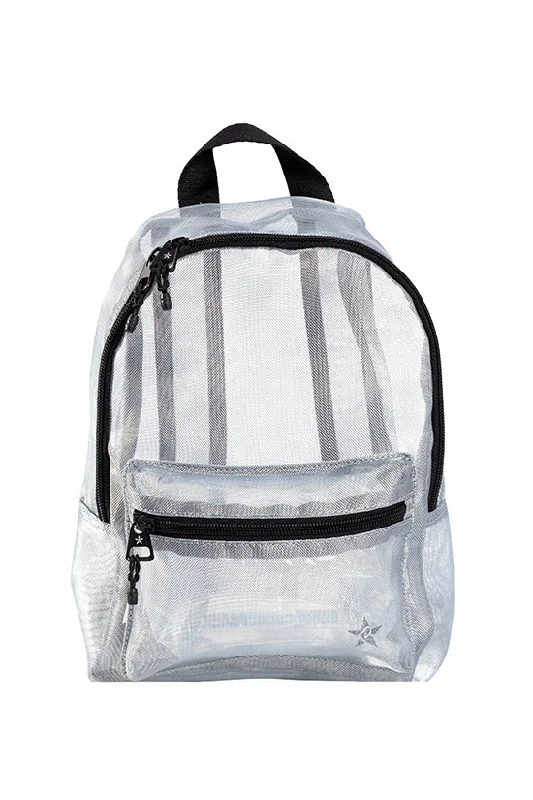 Discounted Designer Bags On Sale Metallic Mesh Rebel Retro Baby Backpack with Black Zipper