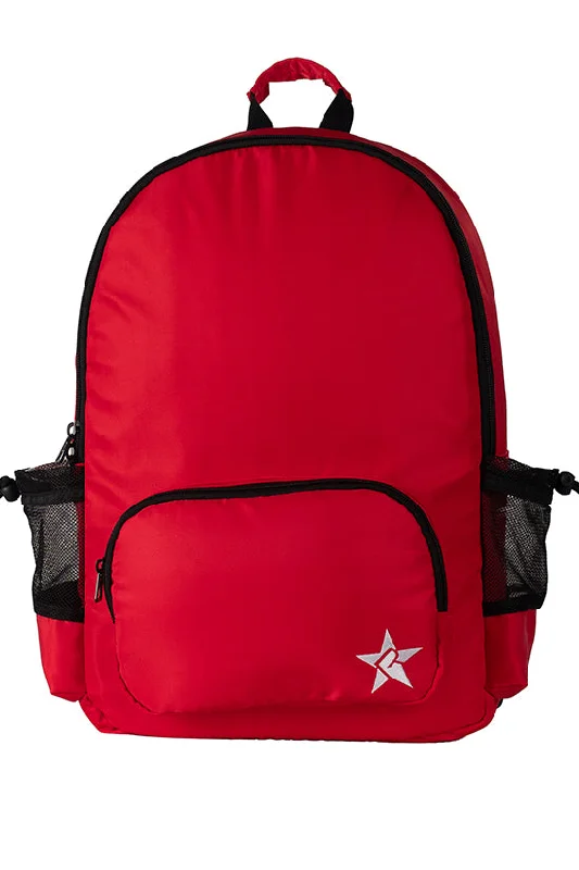 Functional Bags For Busy Moms And Dads Satin in Red Rebel Raven Backpack with Black Zipper