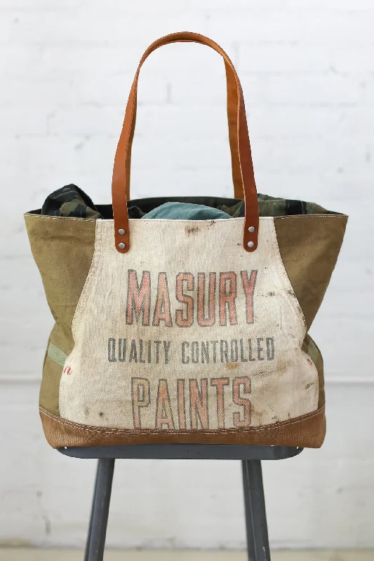 Bags For Playful And Chic Styles 1950's era Salvaged Canvas and Work Apron Tote Bag