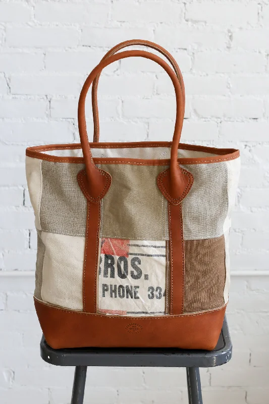 Luxury Bags 1950's era Salvaged Canvas Patchwork Tote Bag