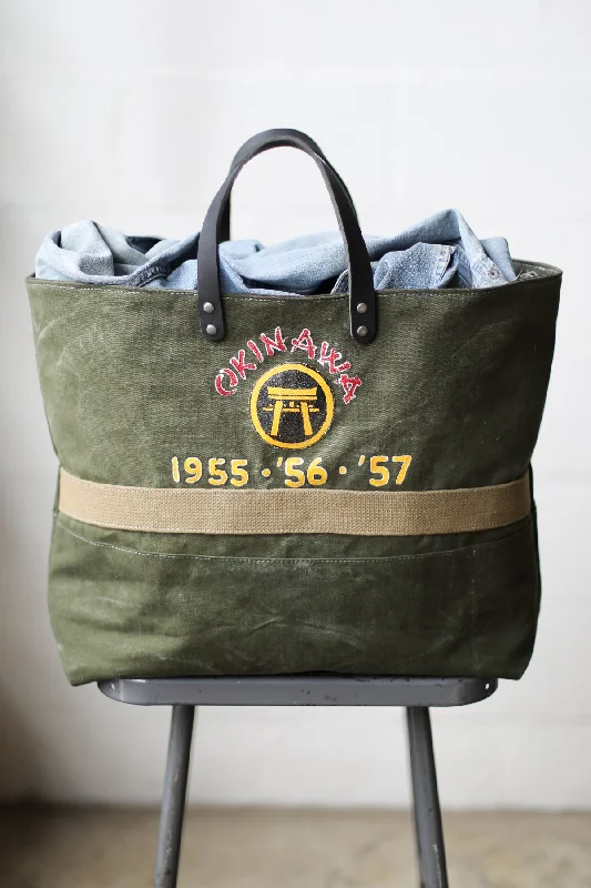 Eco-Friendly Bags For Sustainable Fashion Lovers 1950's era Salvaged Military Canvas Tote Bag