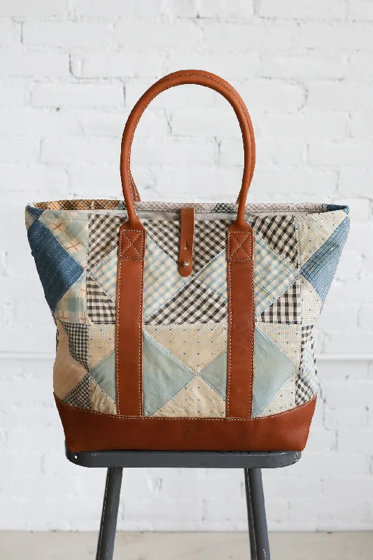 Durable And Cheap Bags 1950's era Salvaged Quilt Top Tote Bag